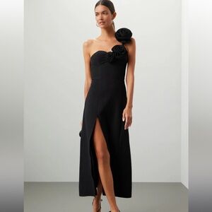 The Wolf Gang Flores One-Shoulder Rose Midi Dress